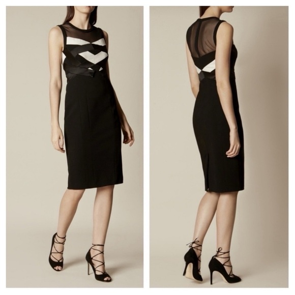 Karen Millen Origami Sheath Dress - Black/White Size XS New with tag - Picture 1 of 16